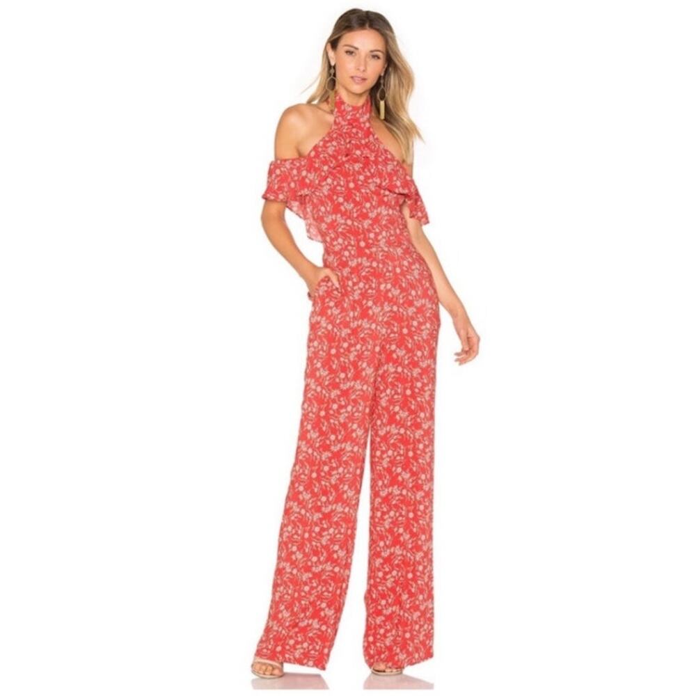Ale by Alessandra Matilde Floral‎ Print Jumpsuit in Red Margarita Size S